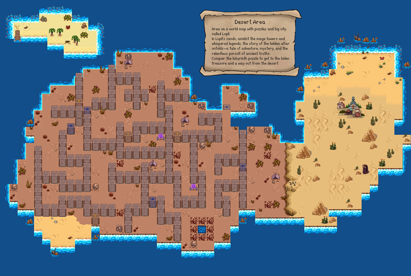 Pixel art map concept art tiles dragon city Game Art fantasy desert buildings