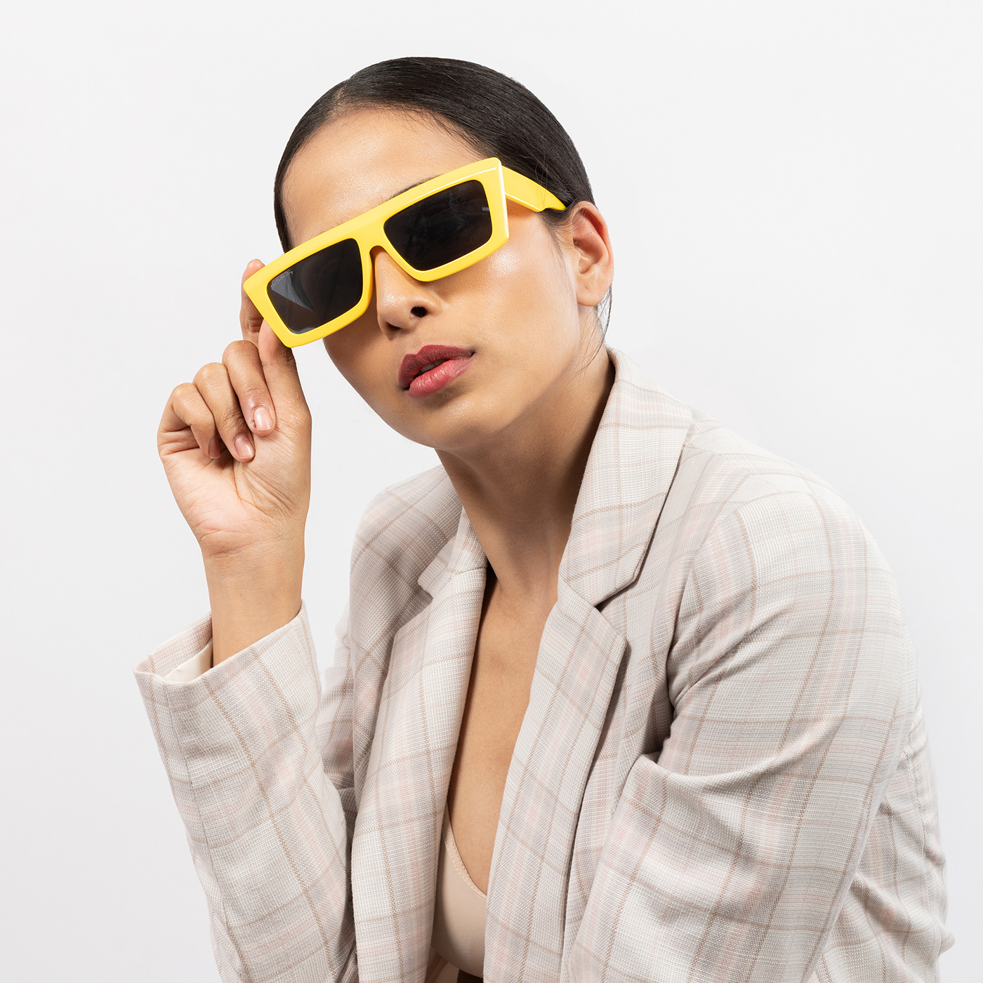 beauty editorial fashion accessory model Photography  photoshoot portrait postproduction retouch Sunglasses