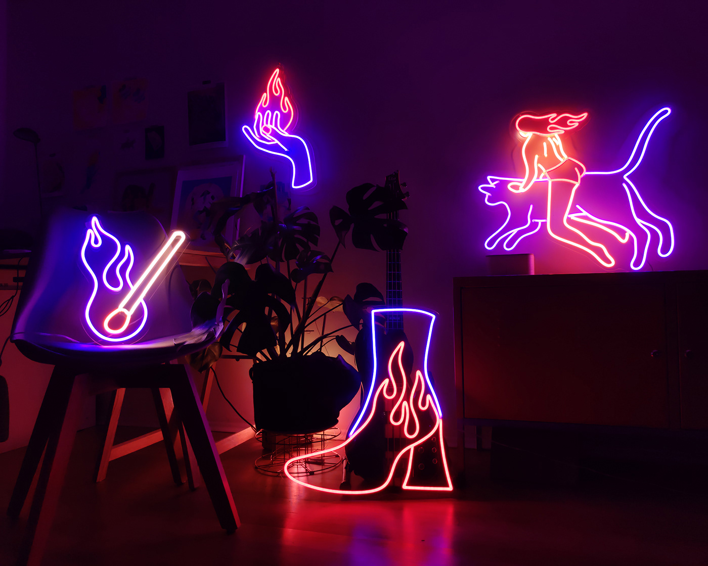 neon led light decoration Signage witch fire