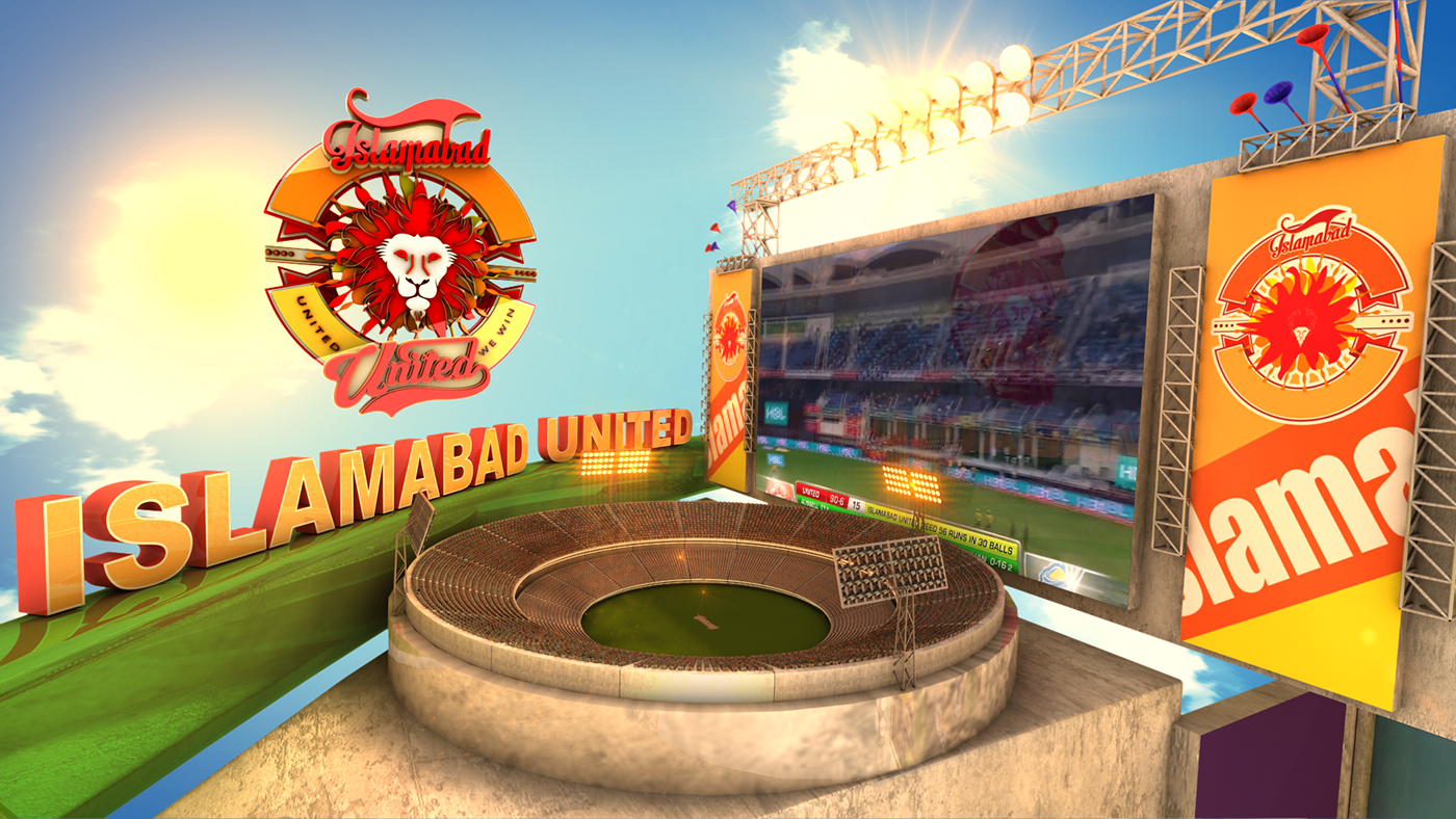 PSL Pakistan Super League Cricket tv 3D animation  modeling Channel Ident Title