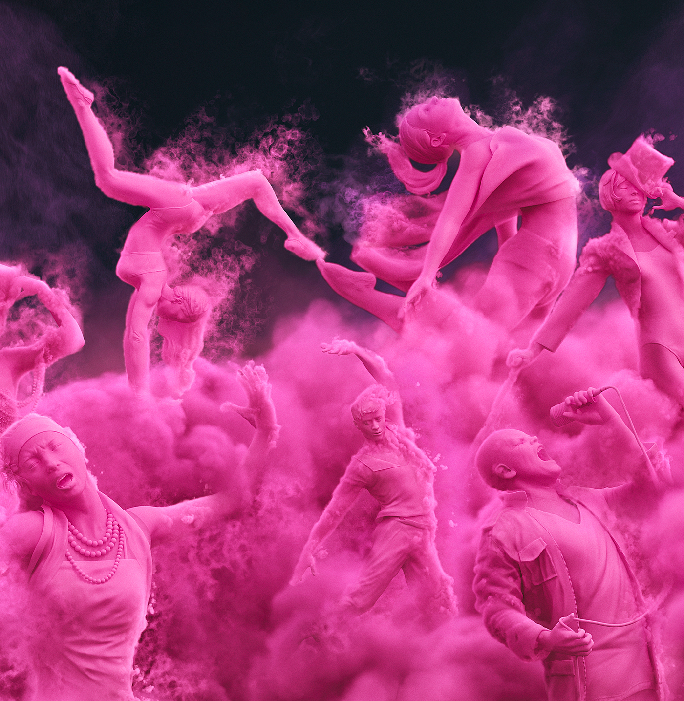 brisbane festival smoke Performers dancer dj musician festival cgi modelling Character design  pink