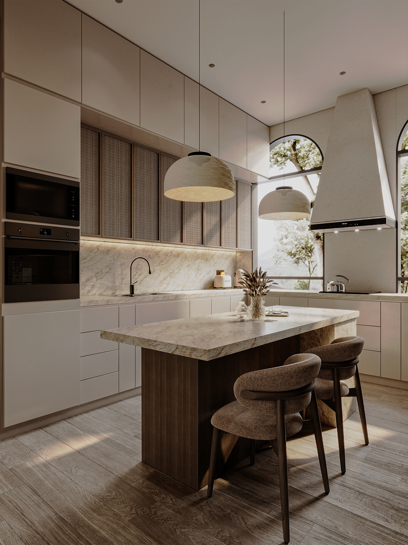 Scandinavian boho kitchen kitchen design CGI interior design  Interior modern wooden minimal