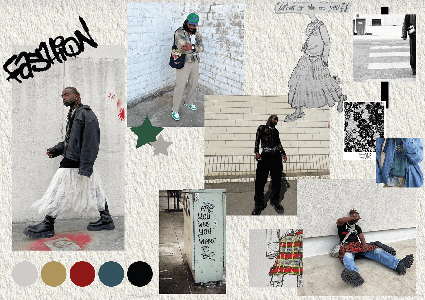 agender fashion collage Design de moda moda moodboard Poster Design