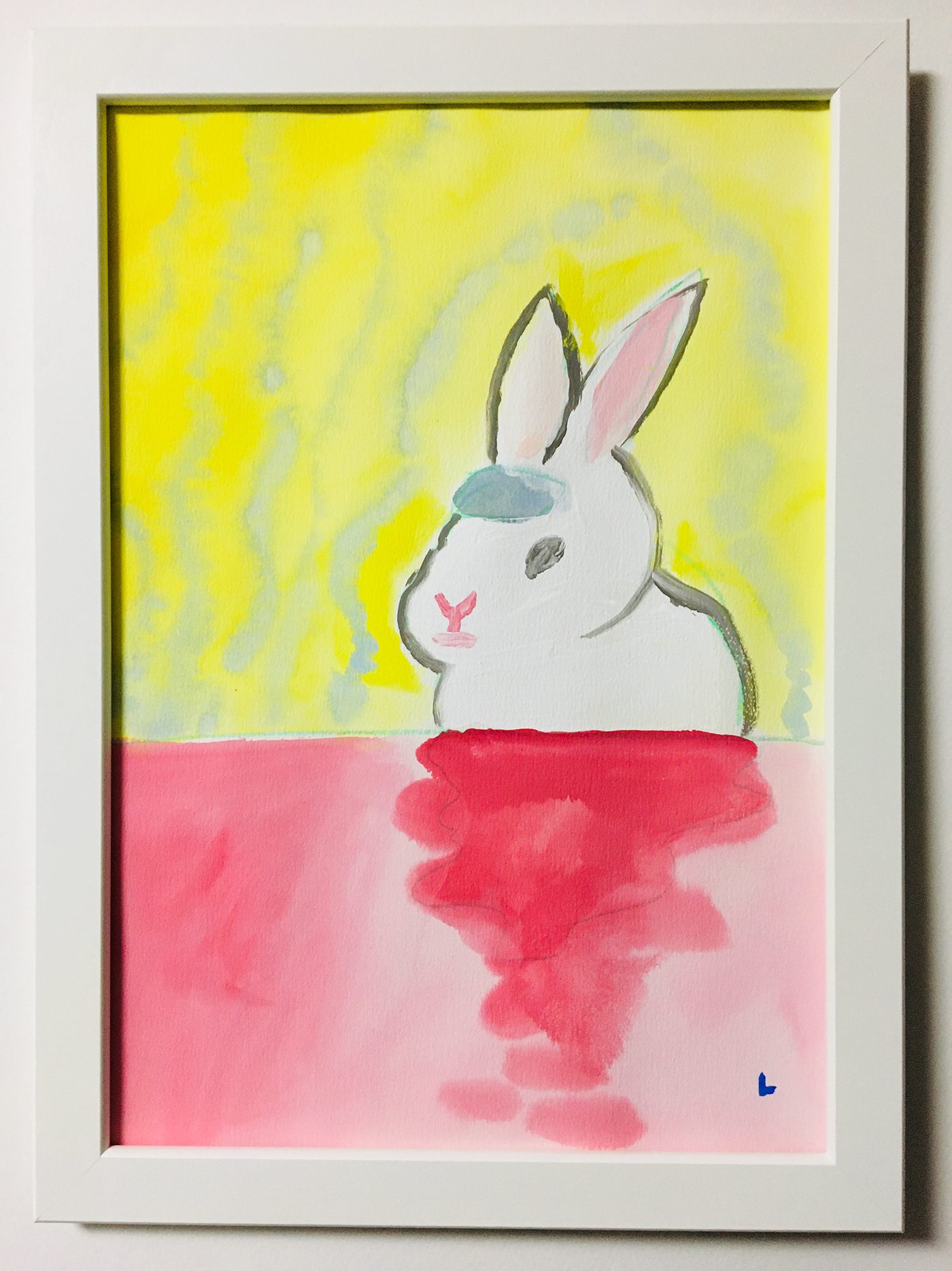 Acrylic paintng animal art artwork bath colorful Drawing  ILLUSTRATION  Illustrator image paintng pictures pink rabbit Steam warm