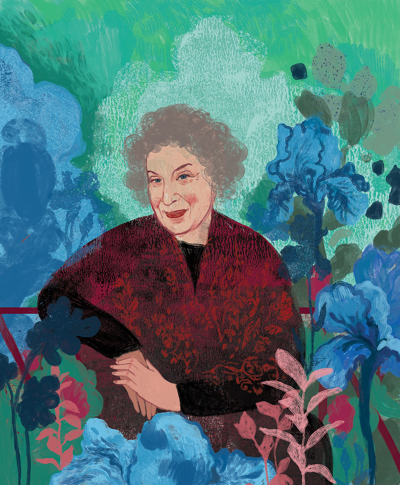 portrait portrait illustration literature virginia woolf writer Flowers iris feminism atwood