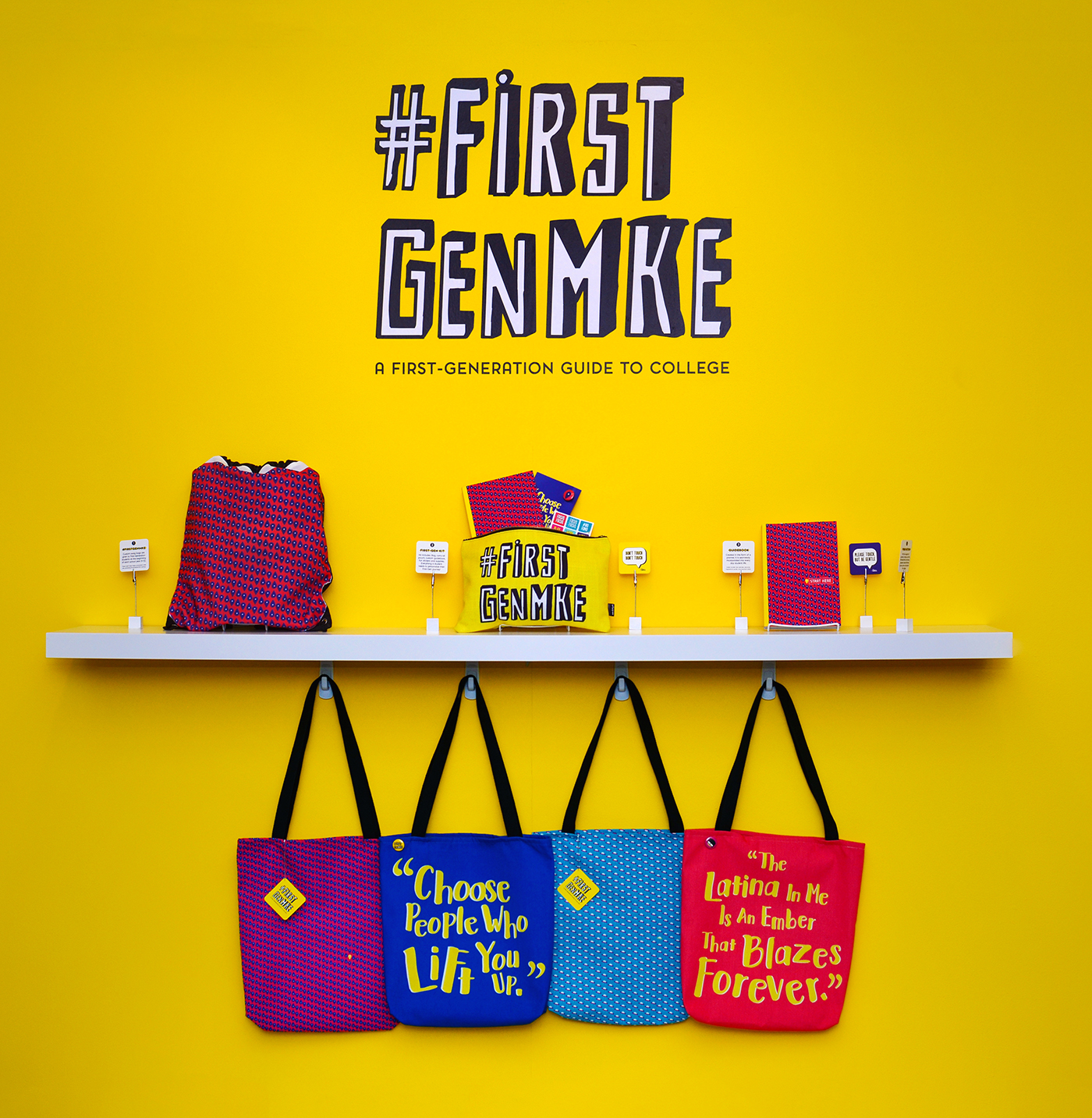 First Generation college High School Guidebook miad student thesis Milwaukee inspiration Quotes bag social media design #firsgenmke first generation guide