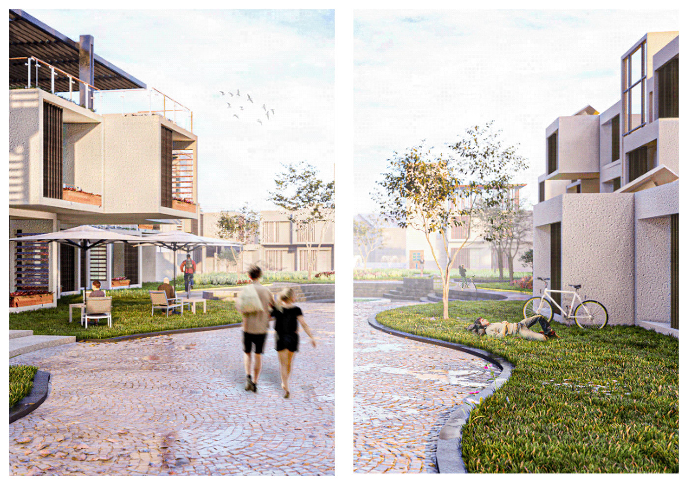 3D affordable housing architecture exterior green green architecture Nature Render Sustainability visualization