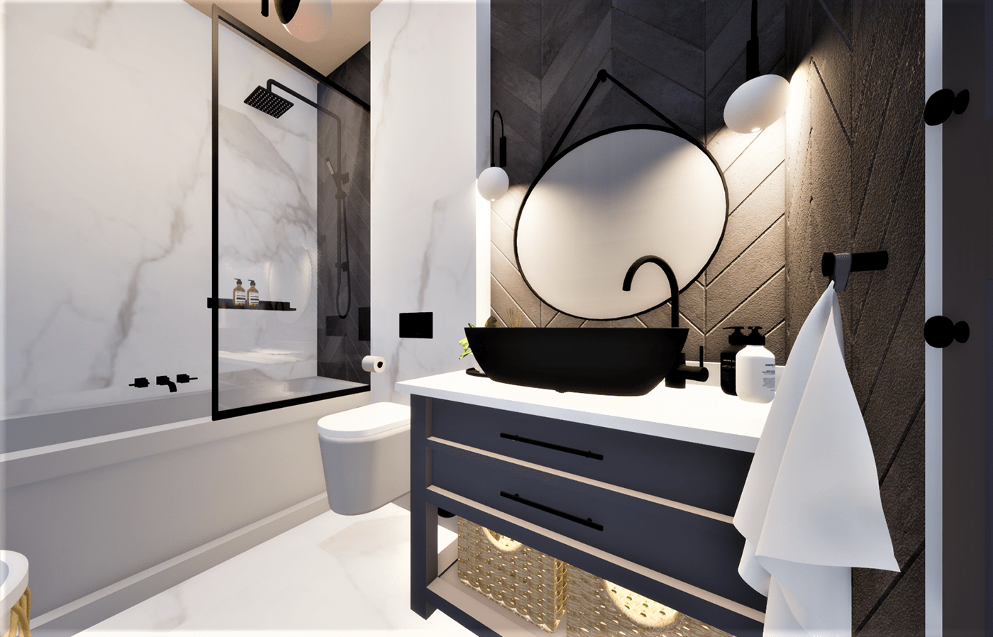 architecture bathroom interior design  Render visualization