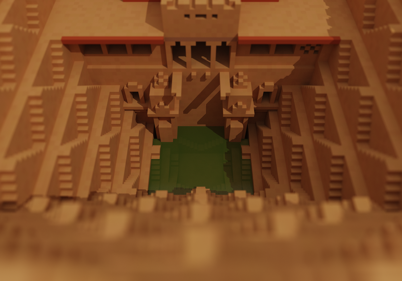 voxel art voxel chand baori Rajasthan India Step Well well Magicavoxel