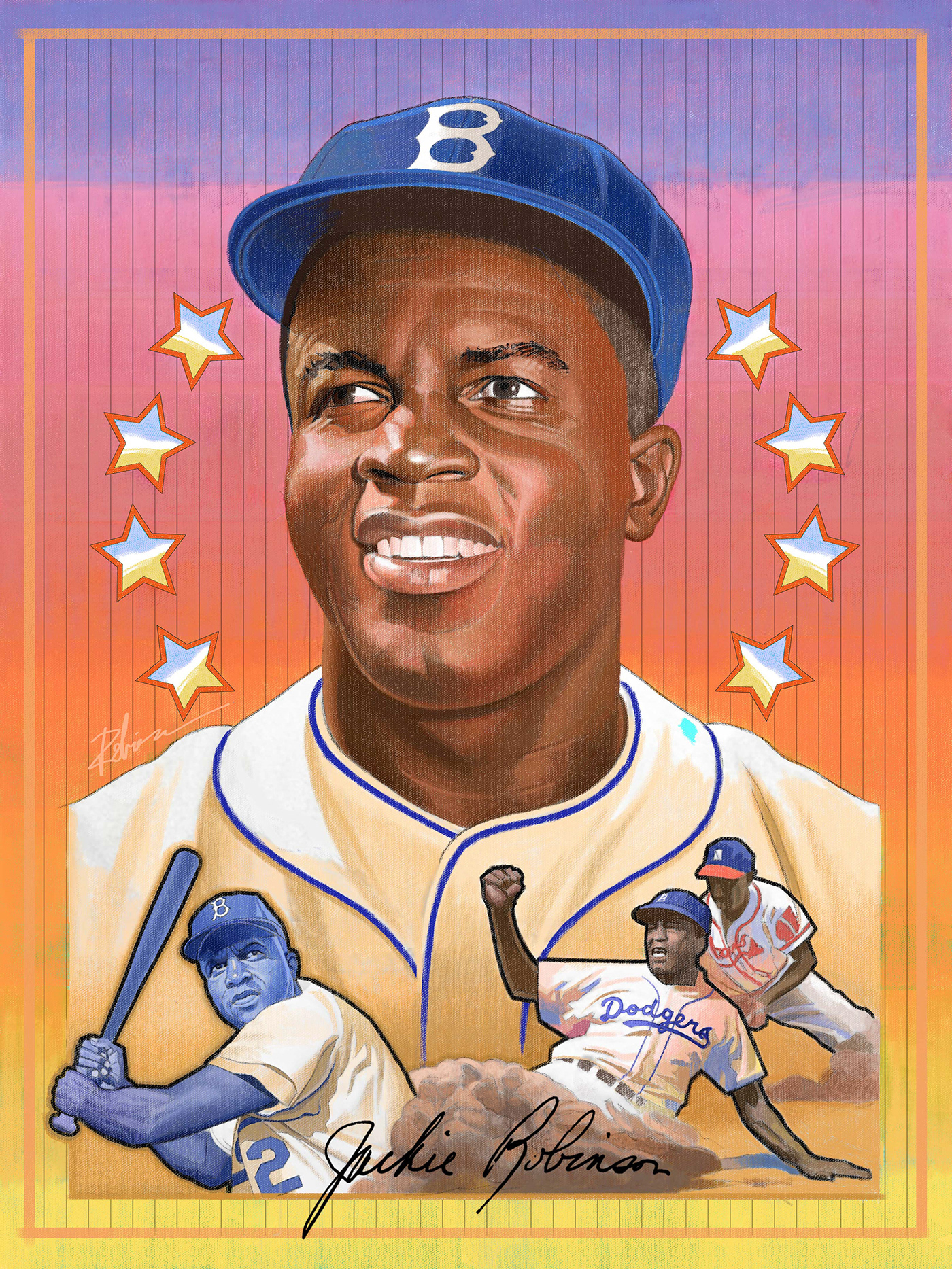 lackie robinson mlb baseball sports art Empowerement Major league baseball fine art