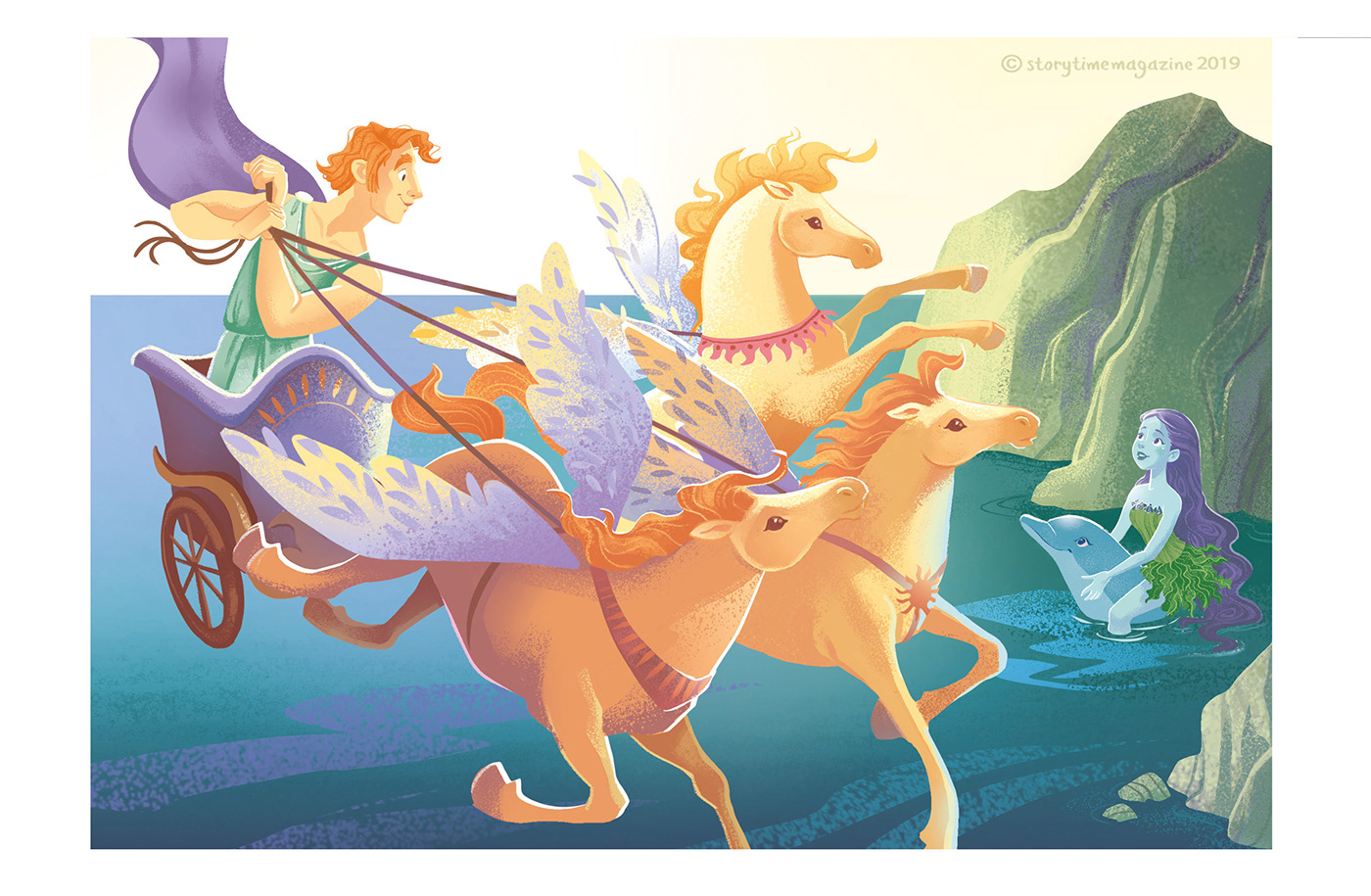 ILLUSTRATION  story mythology Love digital painting horses deus colors Magic   Ispiration