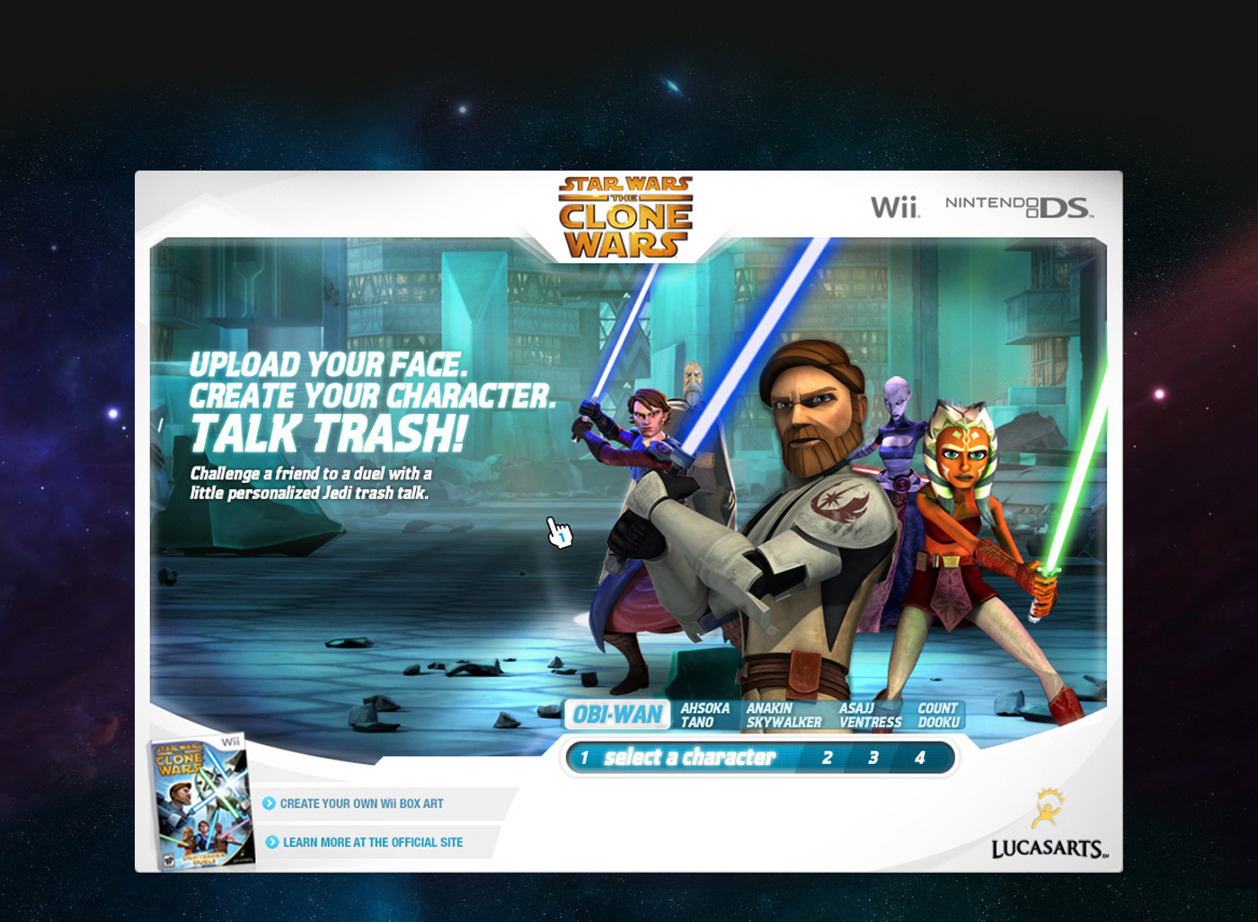 clone wars star wars microsite tfu the force Gaming video game wii DS Nintendo