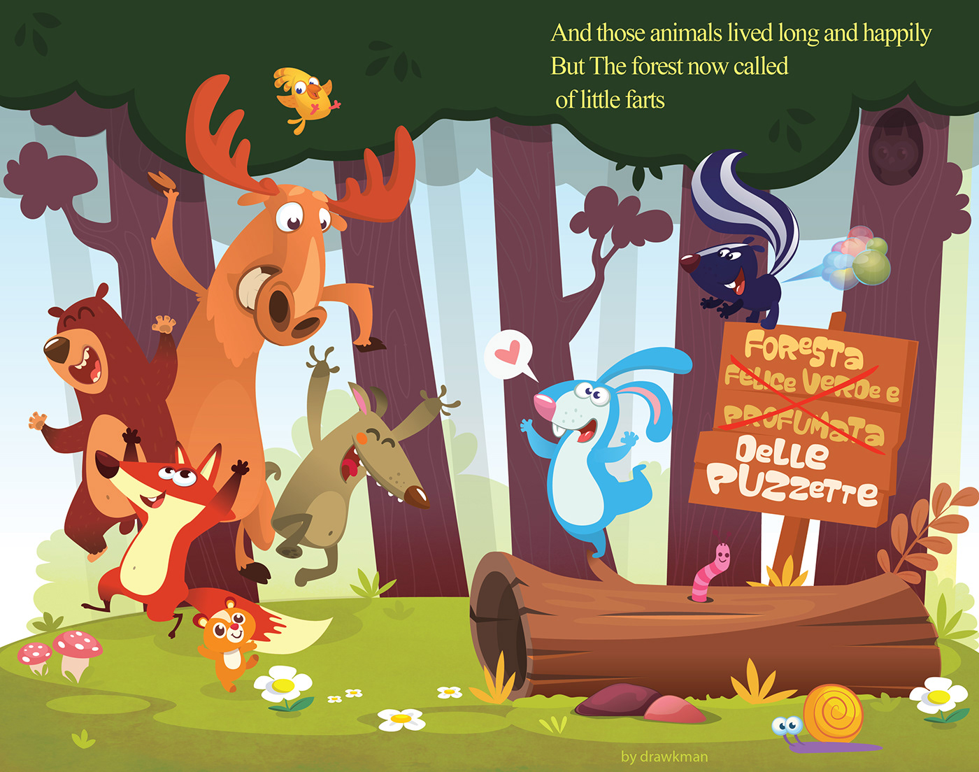 la foresta delle puzzette drawkman ILLUSTRATION  art book cartoon animals characters drawkmancartoon