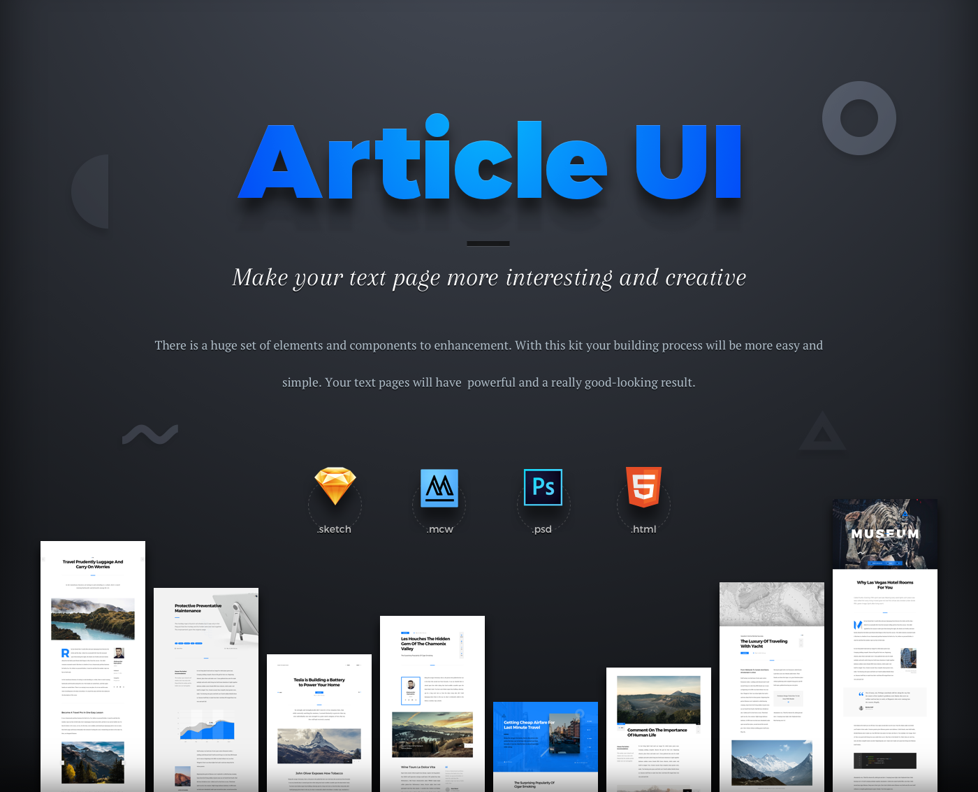 Article UI UI ui set free freebie psd sketch HTML macaw Blog
