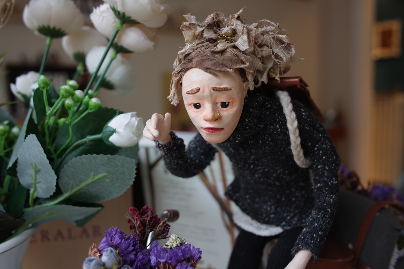 sculpey figure Bicycle danish character Flowers florist Miniature mini toy copenhagen