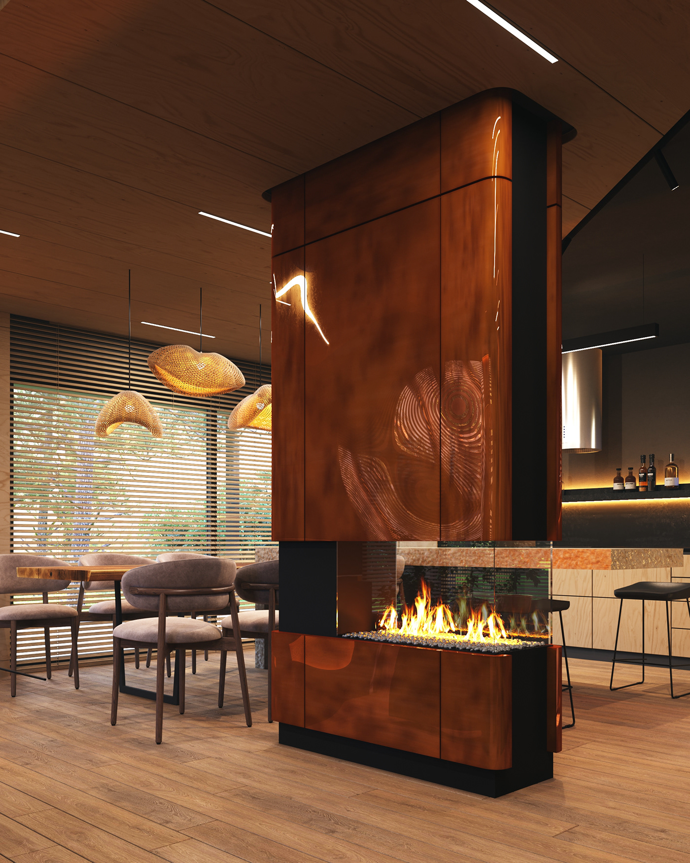 fireplace fireplace design 3D 3dsmax corona CoronaRender  Interior Render visualization
