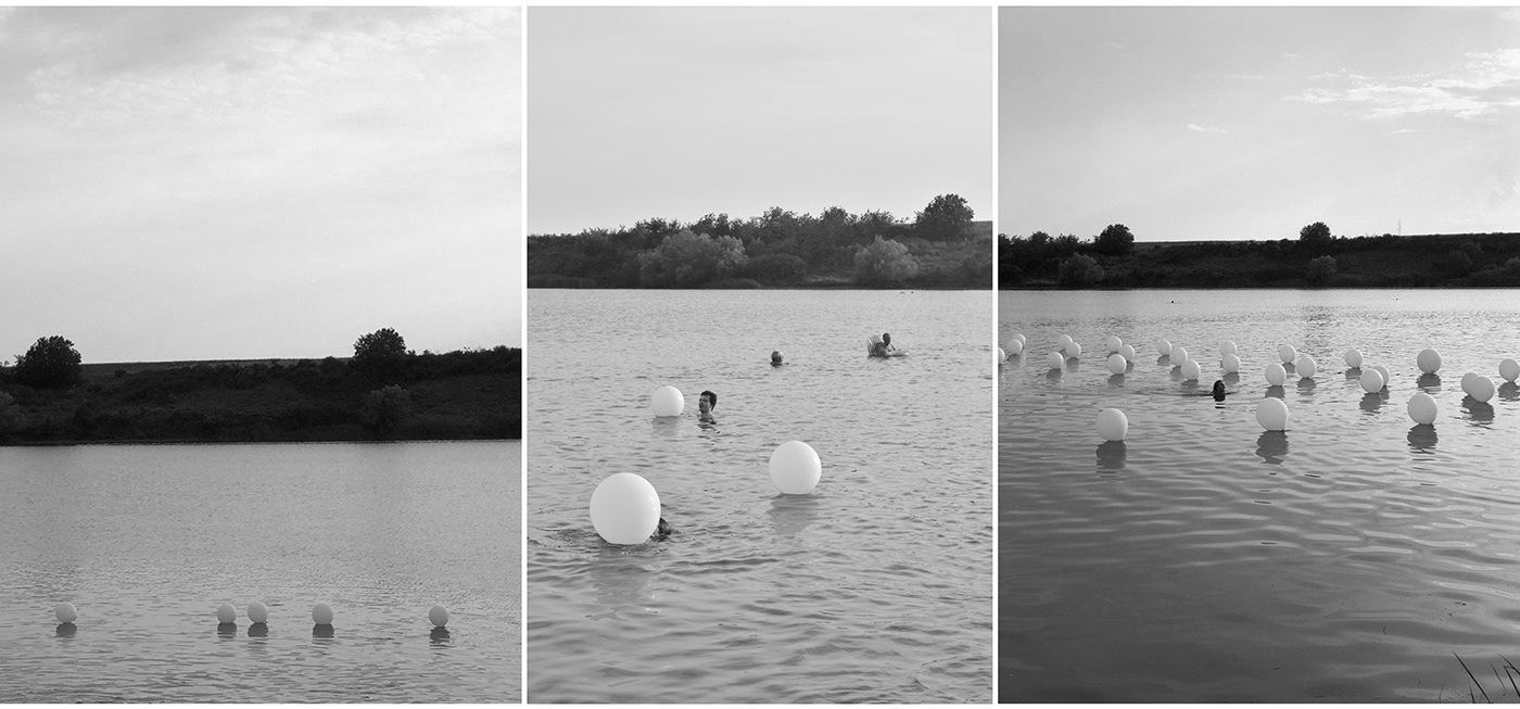 architecture balloons EASA grid installation ladscape land art structure water Workshop