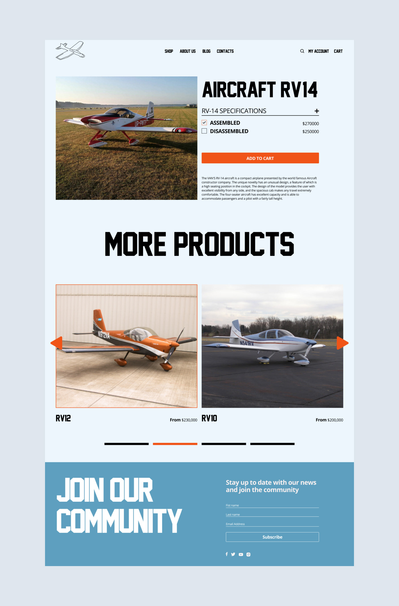 Adaptive e-commerce mobile plane shop store UI/UX Web Design  Website