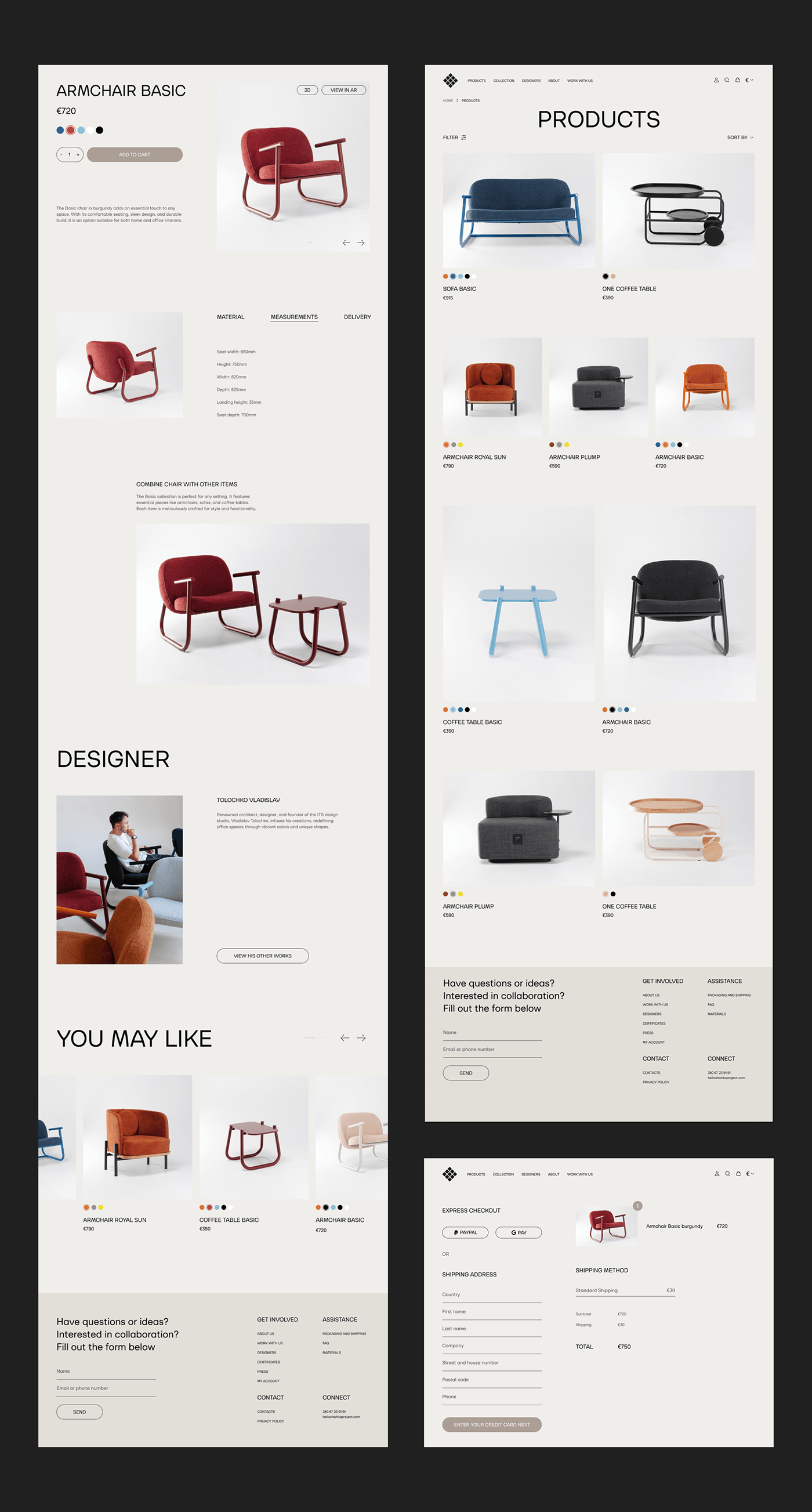 design Website Ecommerce redesign brand furniture design  furniture UI/UX online store interior design 