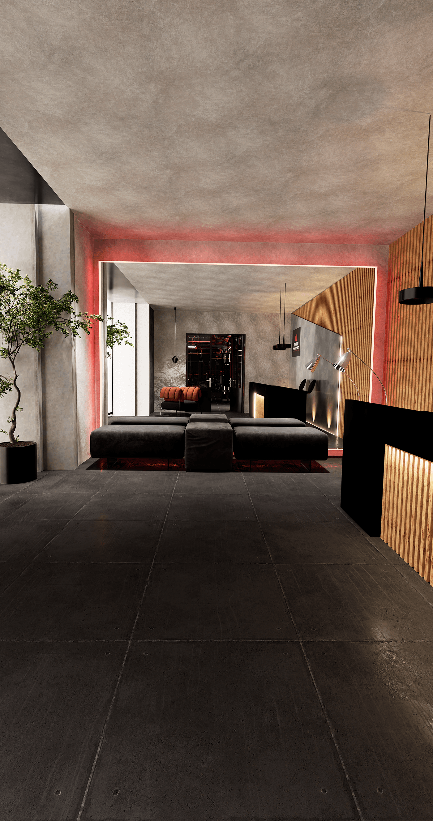 interior design  reuse Interior Architecture Render 3D model gym red