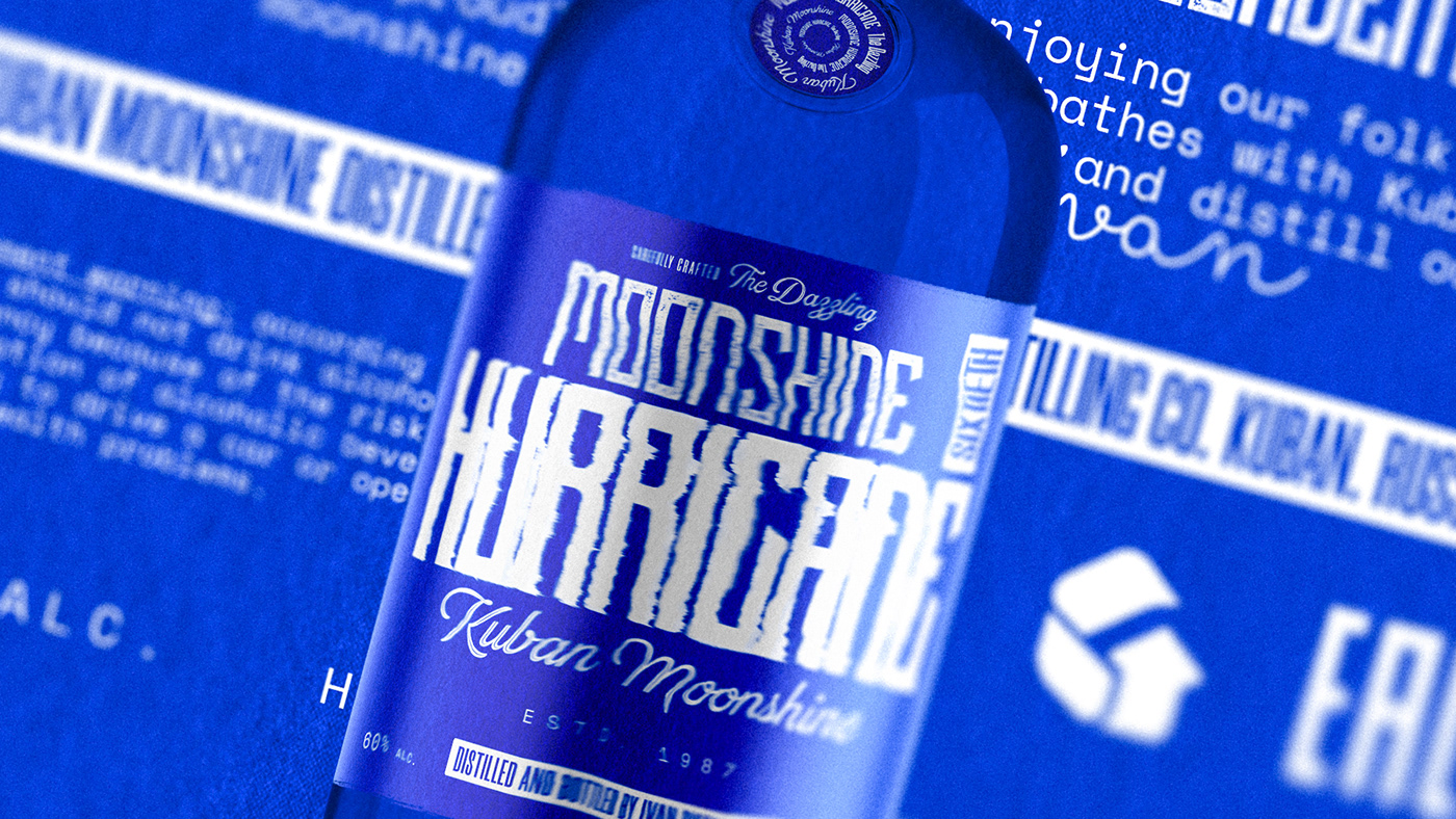 hurricane Label Moonshine Russia blue Packaging alcohol spirit этикетка ураган