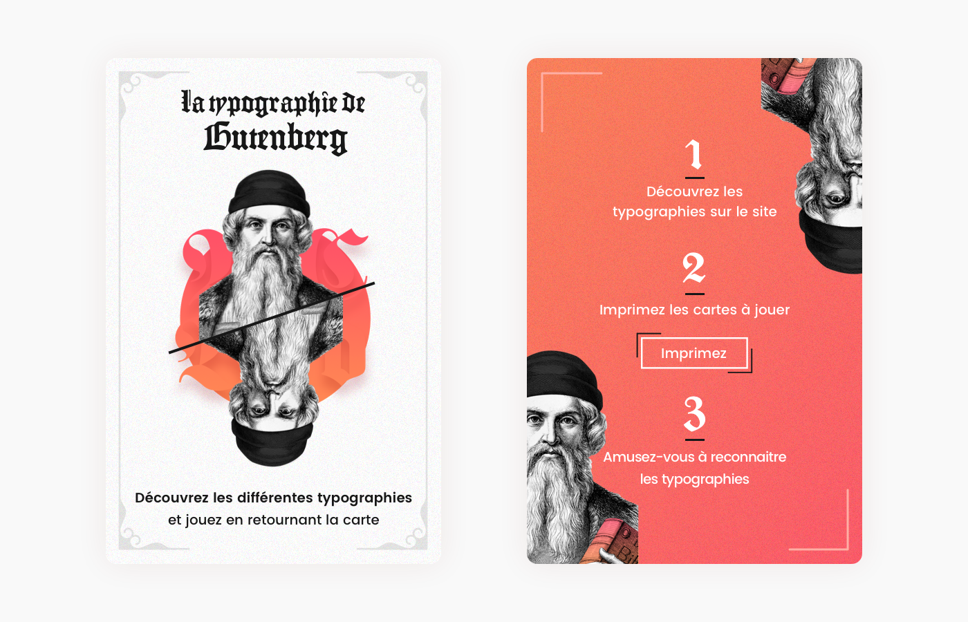 graphisme ui design Art Director typography   design editorial Gutenberg fatma aroua card game char