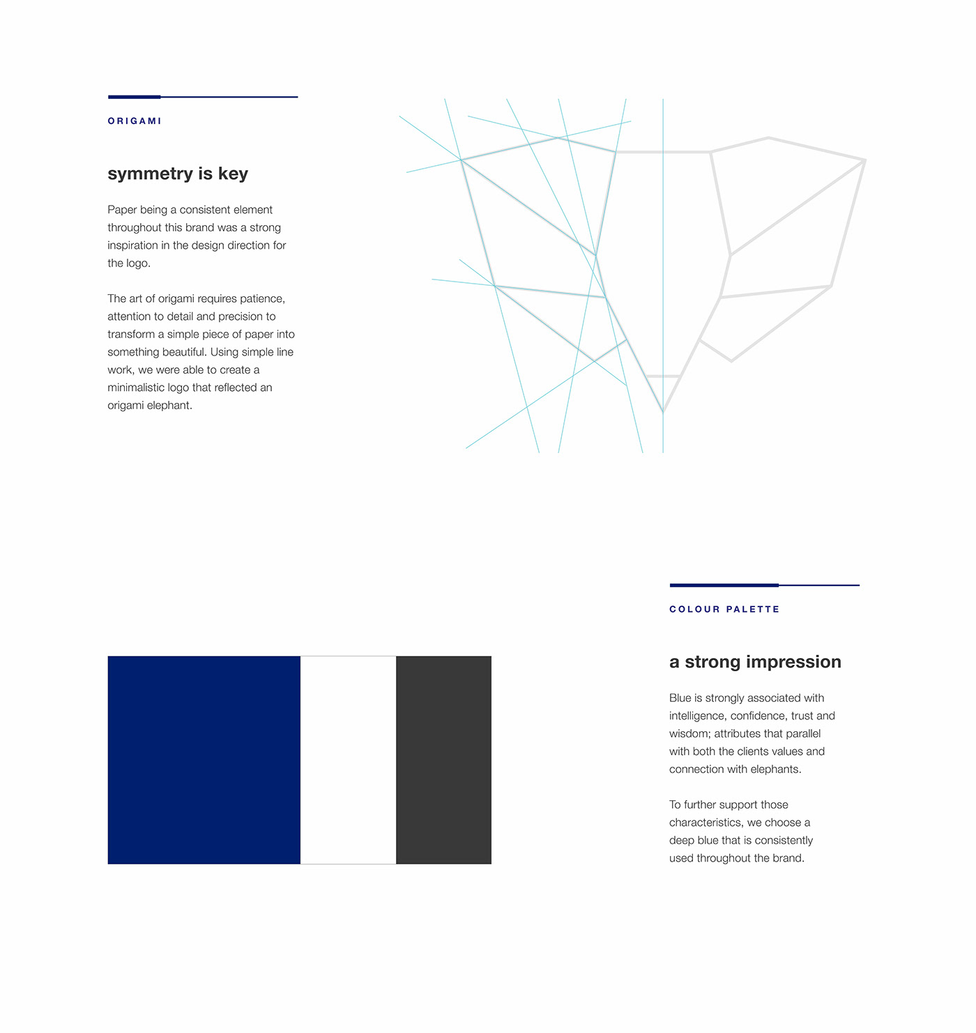 The design rationale behind the logo development and reasoning behind the colour palette.