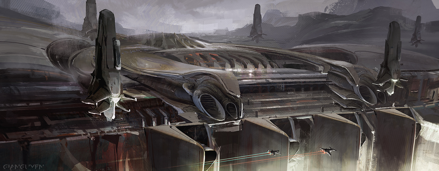concept art painting   Scifi Sciencefiction fantasy worldbuilding sketch