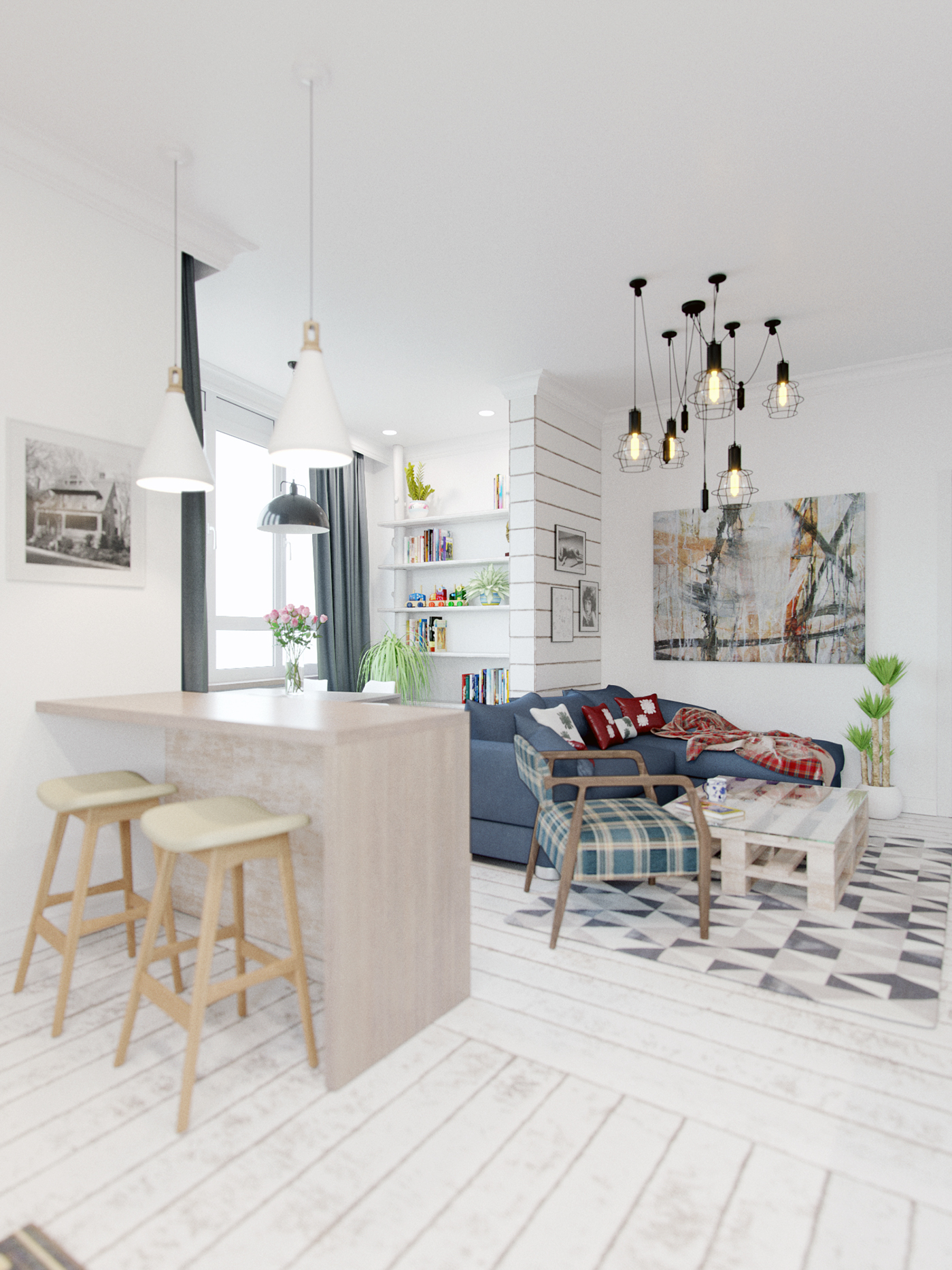 scandi Scandinavian apartment flat Odessa ukraine Interior ek design White wood