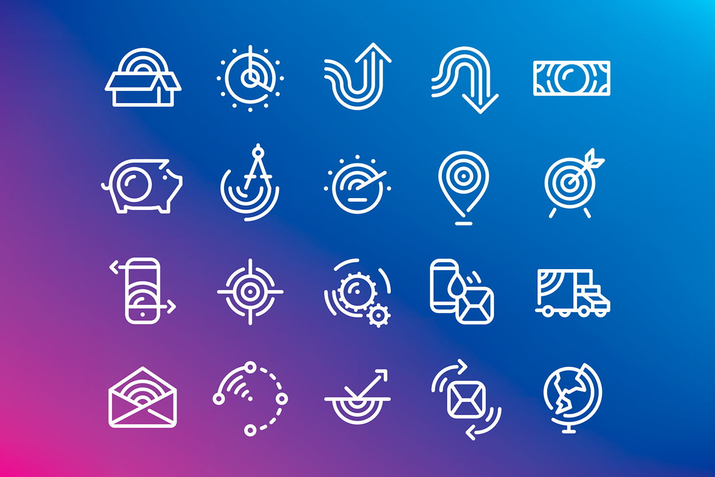 icons ripple Icon pictogram barcelona blue Rebrand corporate line sintesis minimal pitney bowes PitneyBowes