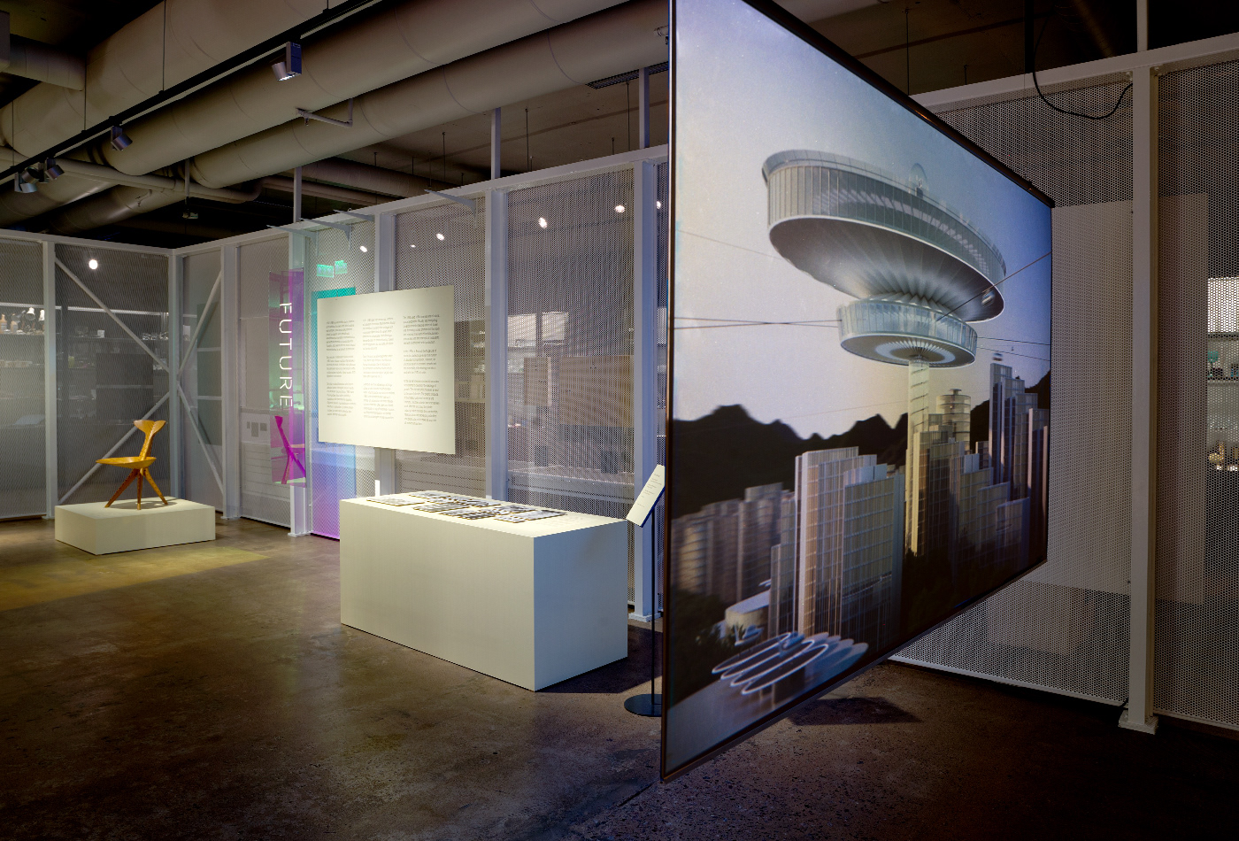 Exhibition Design  pastel future dichroic hologram Scandinavian design architecture ILLUSTRATION 