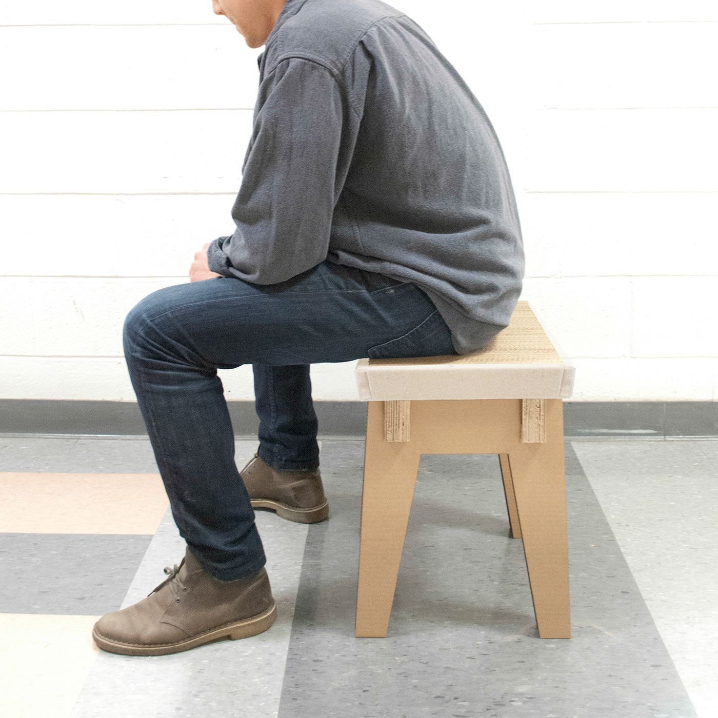 wastestream furniture repurposing materials exploration tables stools cardboard felt making craft process texture
