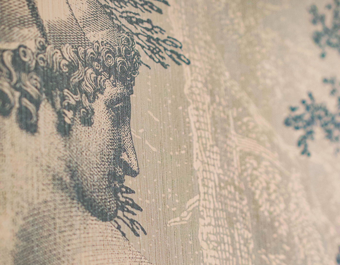 bedroom engraving Landscape luxury neoclassic textile wall design wallpaper italian milan