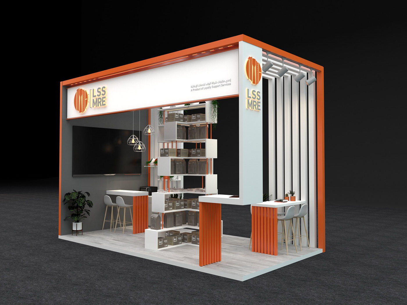 3D architecture booth brand identity cinema 4d design dubai interior design  redshift Render