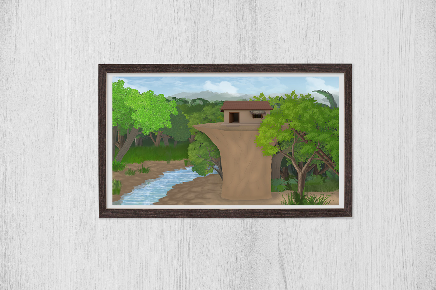 2D Animation animation background Beautiful see-nary cartoon background graphics design HOUSE DESIGN hut Illustrator photoshop river