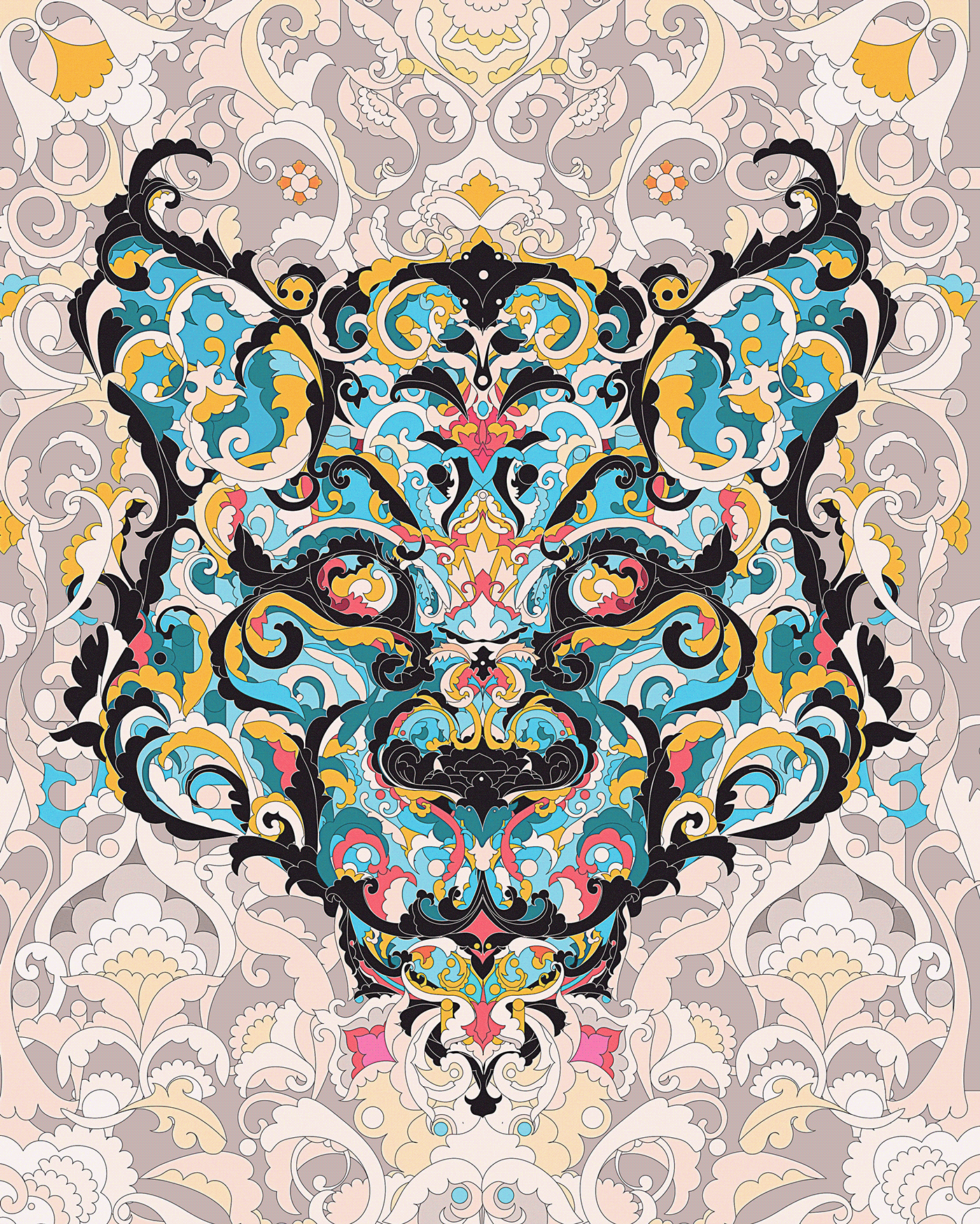ornament FOX tigre leopard zebre poster editorial Buffalo dog pattern