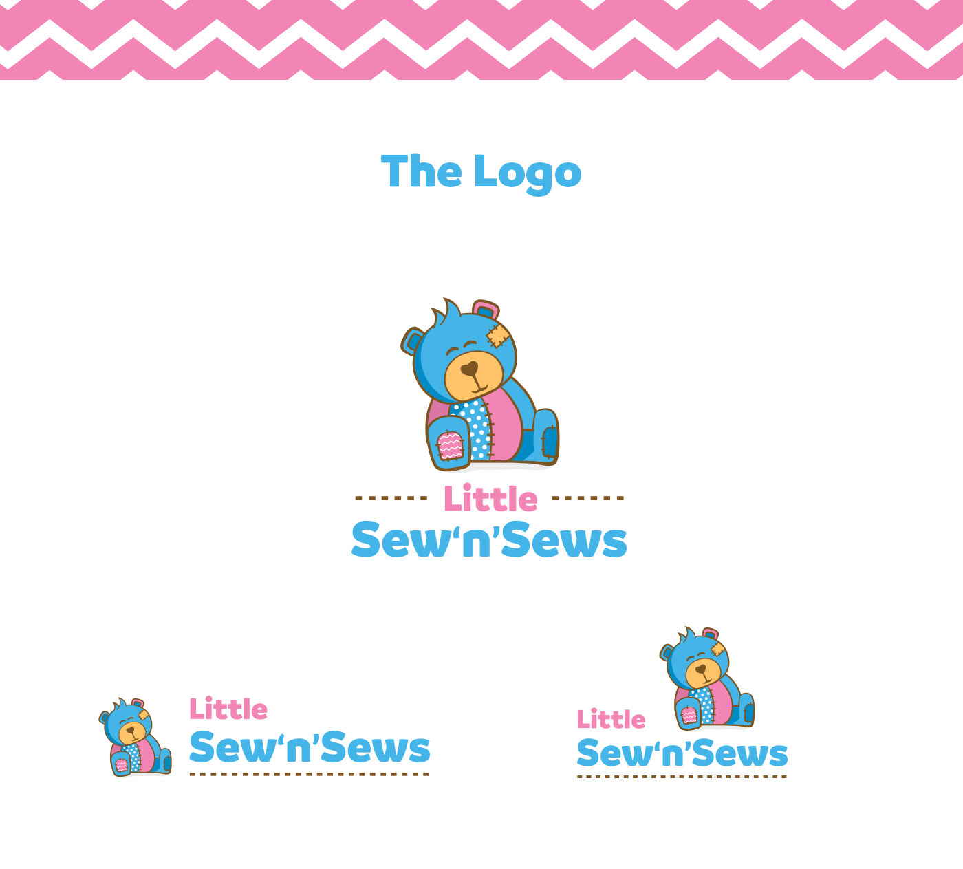 teddy bear textures fabric Patterns pink blue sewing Logo Design brand identity design bear