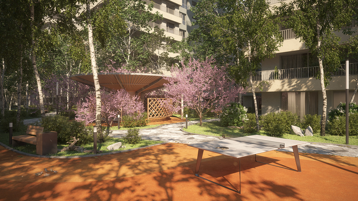 3D architecture archviz CGI corona exterior Landscape Outdoor Render visualization