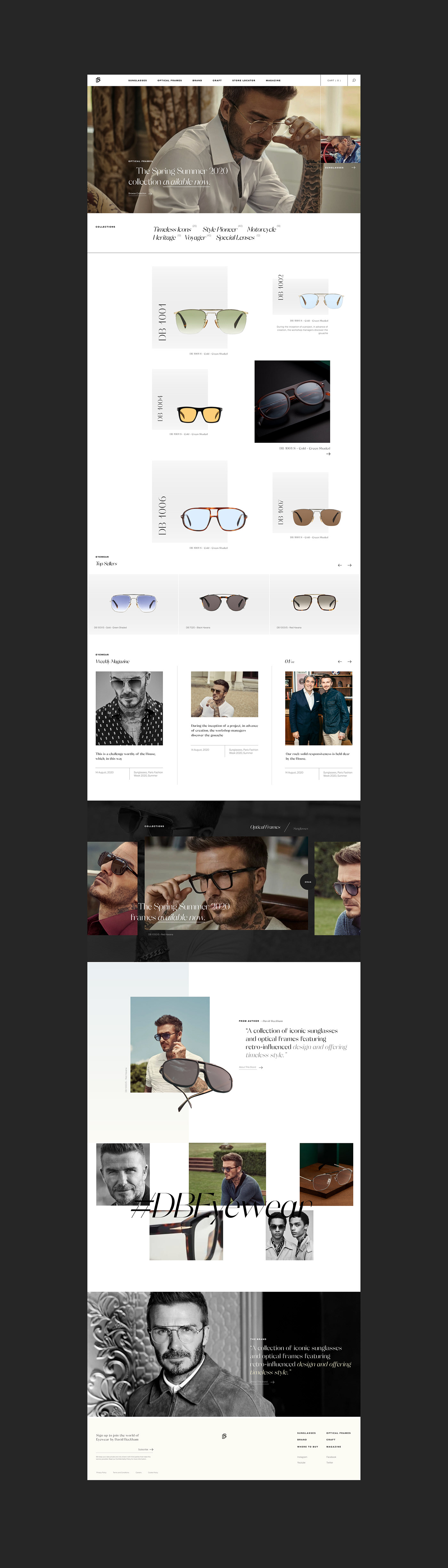 clean david beckham Ecommerce eyewear Fashion  modern Webdesign Webdevelopment