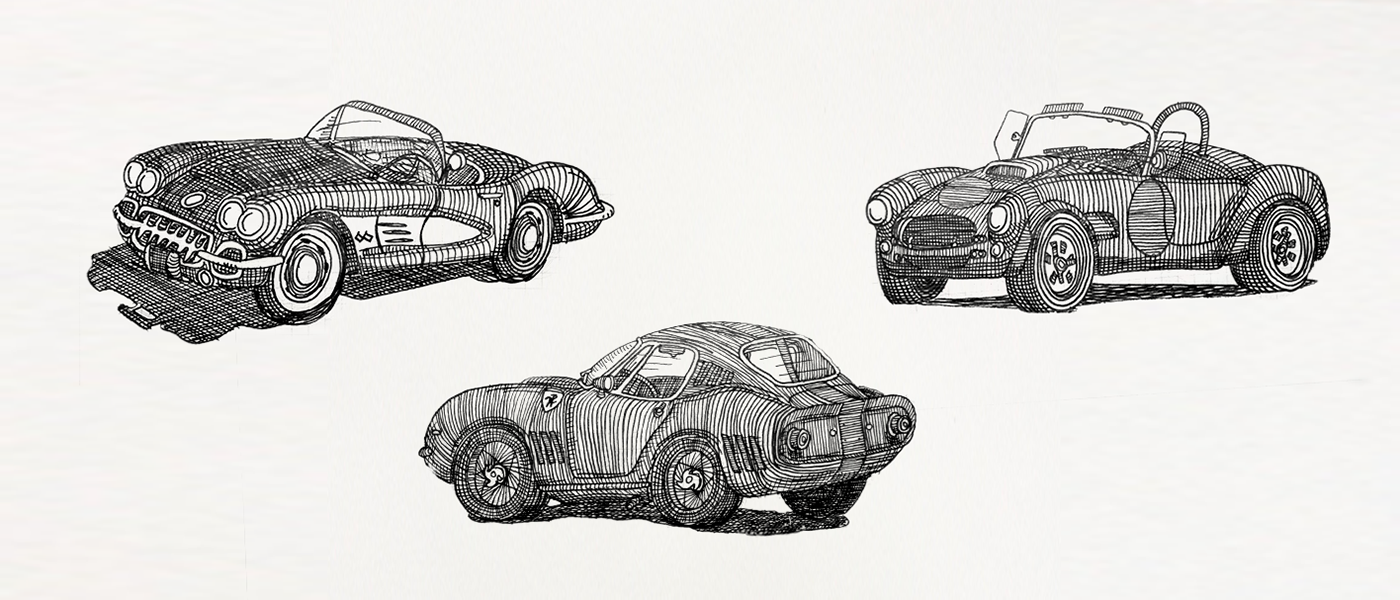 pen paper pencil Cars Classic lines
