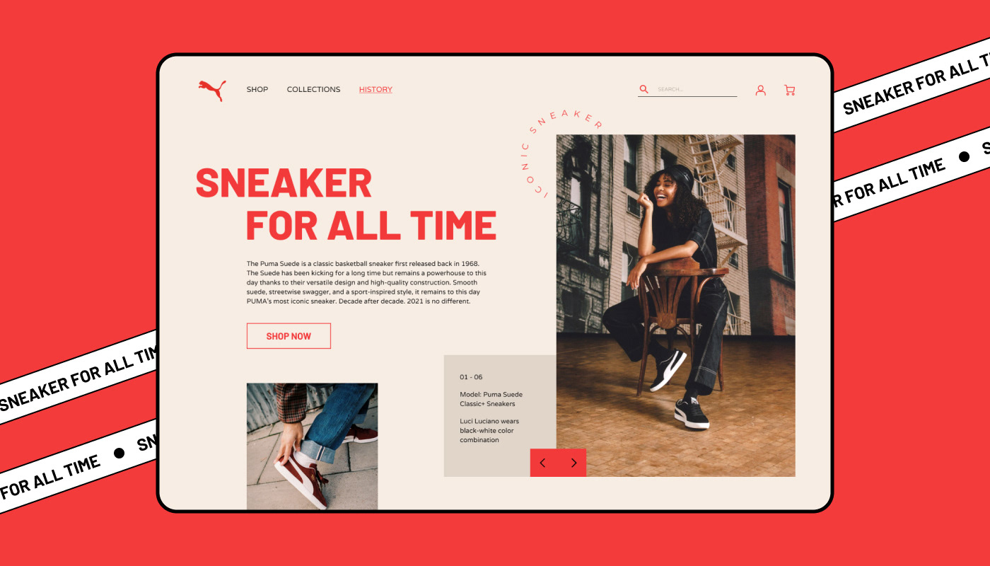 puma sneakers UI/UX Webdesign
