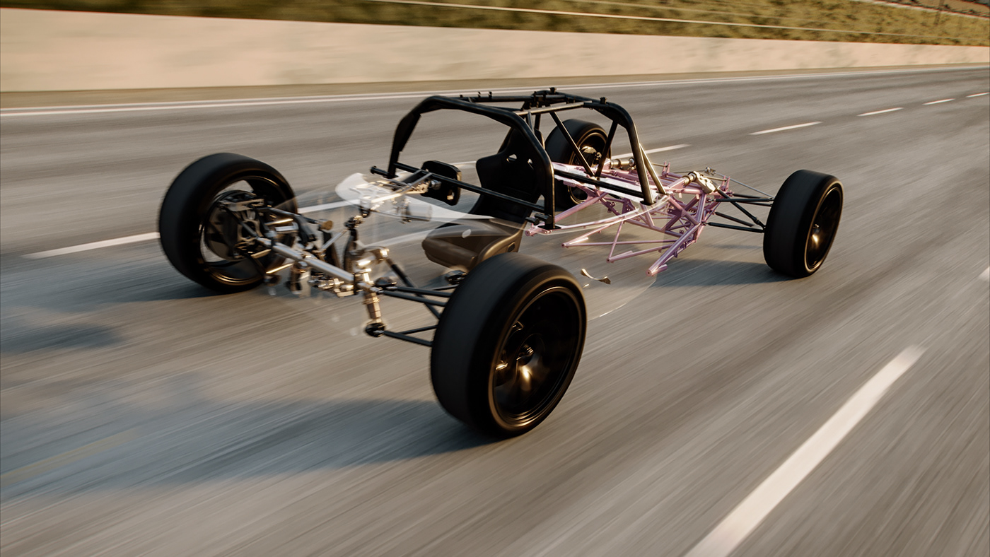 3D Racing car corporate electric Hydrogen motion design Render