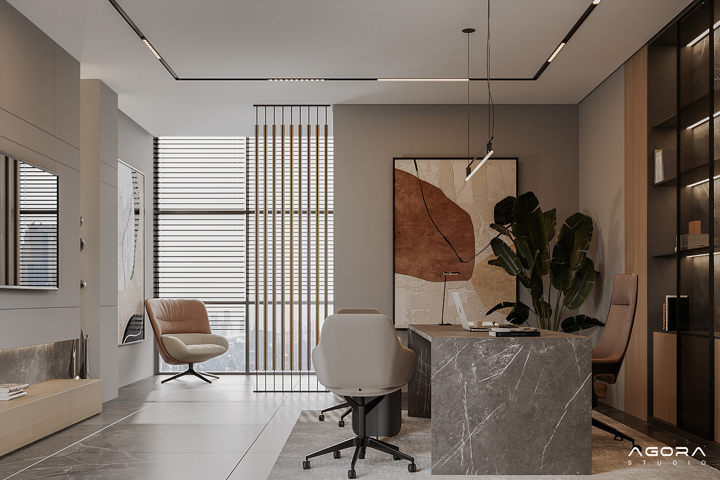 interior design  Render visualization 3ds max modern corona archviz 3D vray Office
