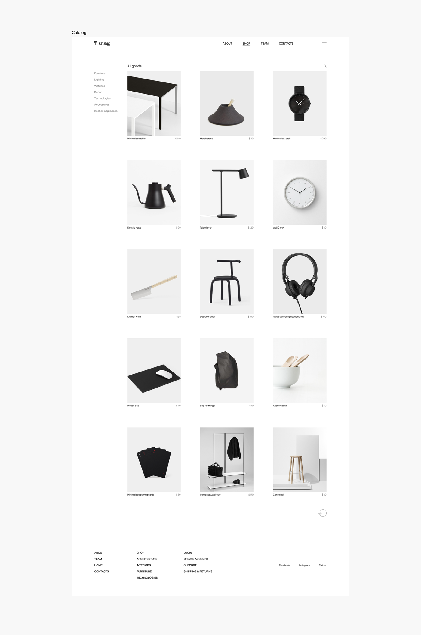 architecture furniture Interior Minimalism mobile UI ux Webdesign concept