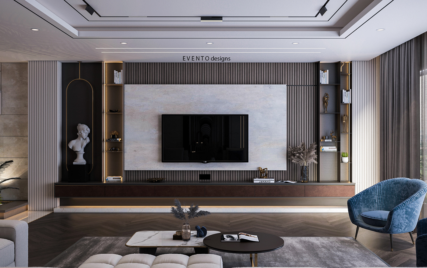 3dsmax cozy livingroom luxury modern modernliving stairs TVWALL vray
