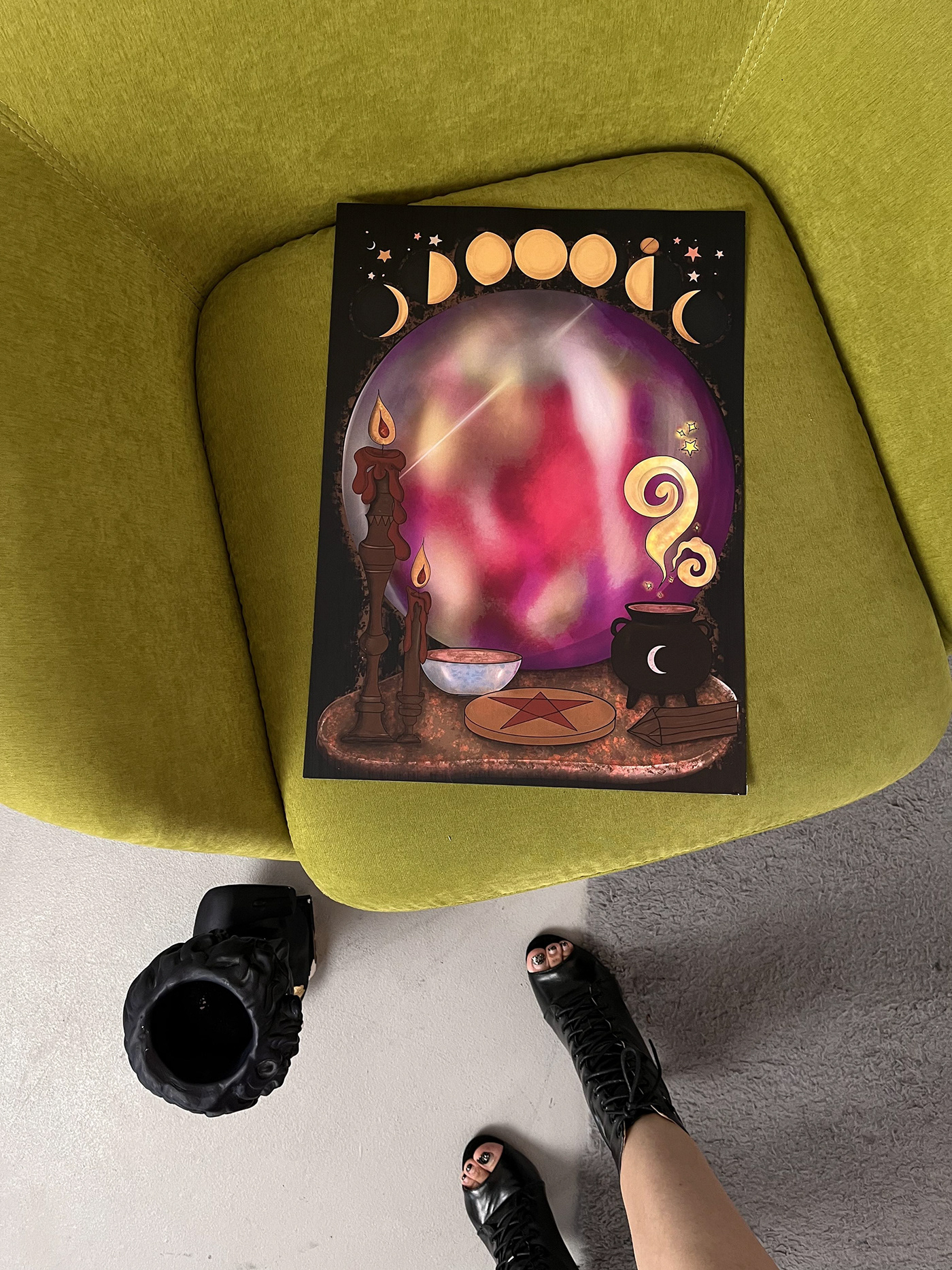 poster Interior Magic   witch witchcraft Witchy cauldron Halloween mystery Mystic tarot Reading medium purple candles moon Wicca paint magic ball