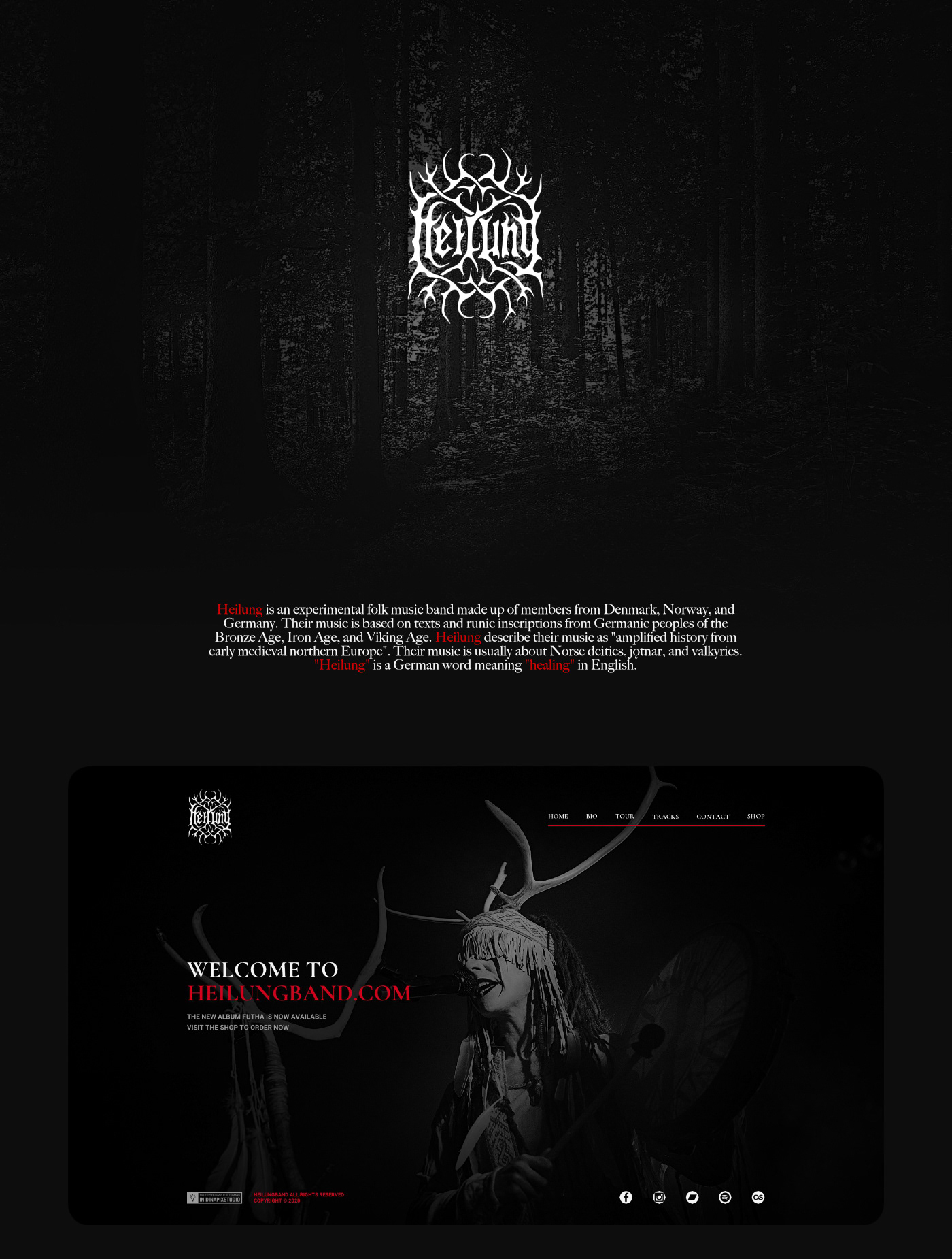 Band Site Heilung music music band music site Web Design  rock band