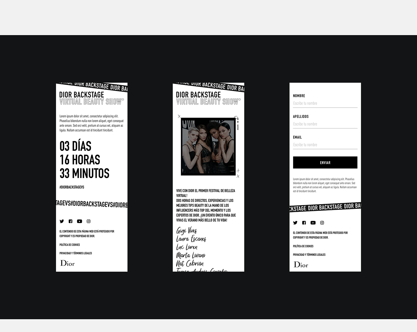 backstage campagin Dior Fashion  microsite Responsive Show Streaming Web
