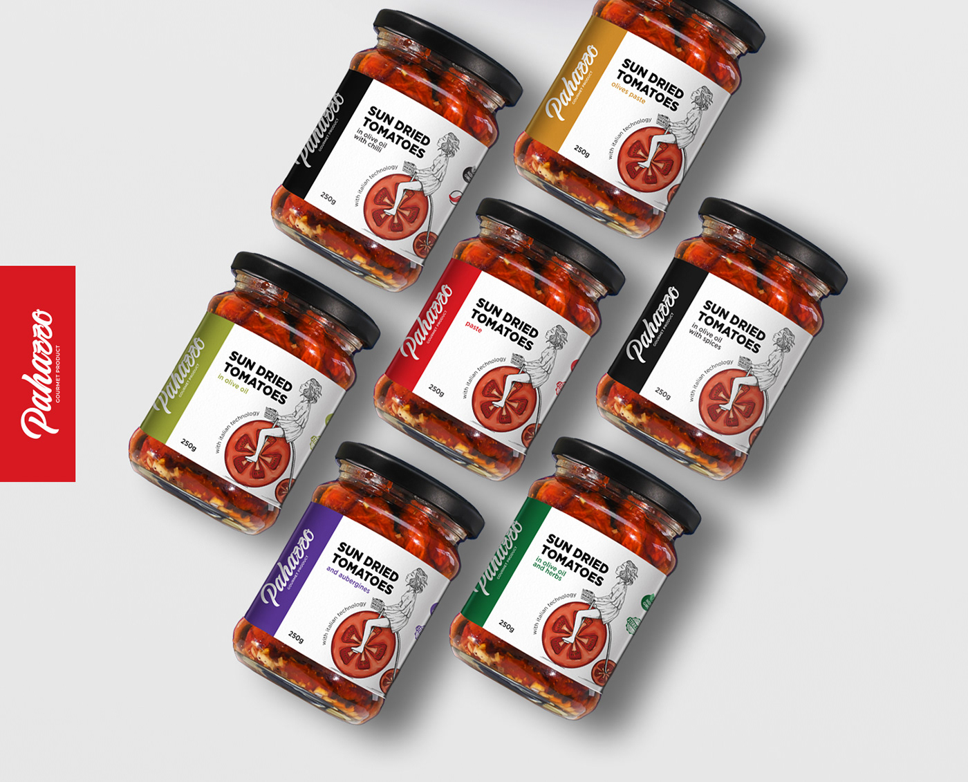 antipasti brand identity creative dried tomatoes Food  girl jar Label Packaging Tomato