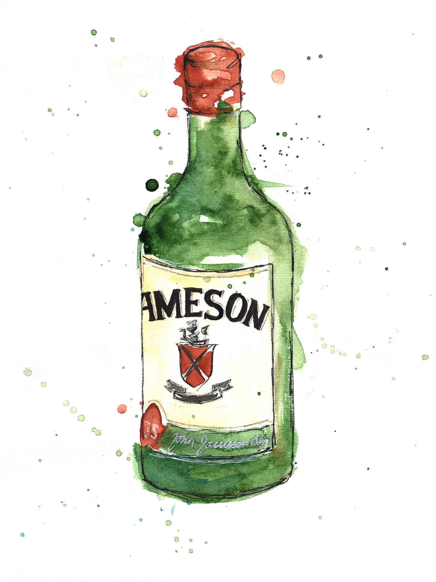 watercolor cointreau jameson Kahlua jäger ILLUSTRATION  alco